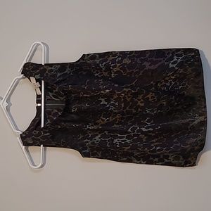 LOFT Green Animal Print Sleeveless Blouse
